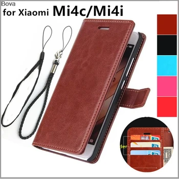 Xiaomi Mi4c Mi 4c, 4i Pu deri telefon kılıfı ultra ince cüzdan kapak için Capa Fundas Xiaomi Mi4C Mi4i kart tutucu kapak kılıf