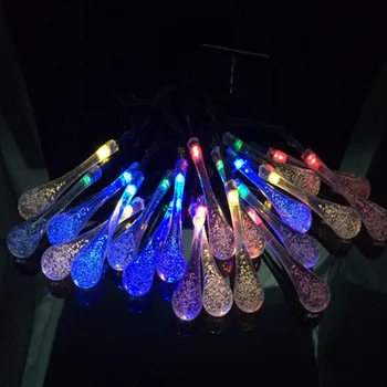 LED Güneş Enerjili Su Damla Dize Işıkları 30 İç Dekorasyon Açık Düğün Noel Partisi Festivali için Peri Işık LED
