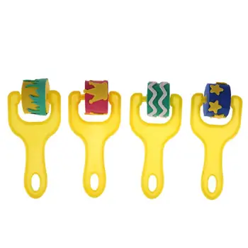 Çocuklar sarı Sünger için 4 adet Yaratıcı set grafiti oyuncak plastik boyama çocuklar çocuklar fırça çizim oyuncaklar kolu fırçalar