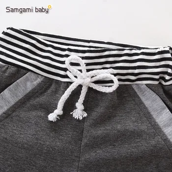 SAMGAMİ BEBEK, yeni Doğmuş Bebek Kız Bebek Erkek Kıyafetleri Spor Marka Gri Çizgili Baskılı Ayarlar Kıyafetler 2 adet çocuk Eşofman