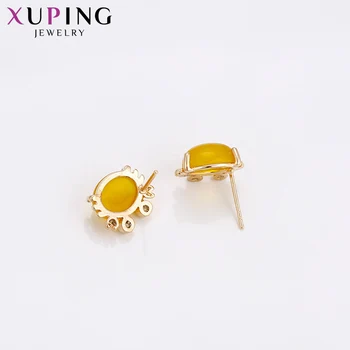 Altın Rengi Küpe Xuping Moda 93582 Küpe S63 Kadın Şükran Günü Hediyesi,3 Yeni Tasarım Takı Kaplama-