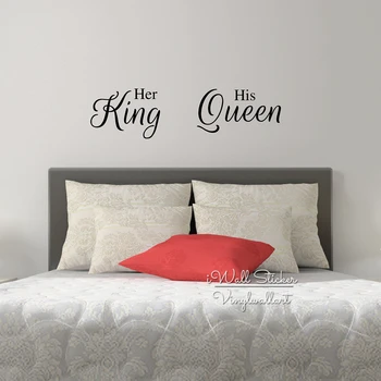 Onun Kral Kraliçe Alıntı Duvar Sticker Aşk Tırnak Duvar Çıkartması Yatak Odası Duvara Kolay Duvar Sanatı Kesim Vinil Çıkartmalar Q97 Fiyatları