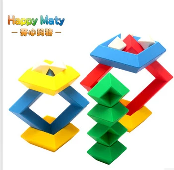 Ücretsiz kargo Bebek rhombus blok plastik 3 sihirli küp eğitici oyuncak piramit