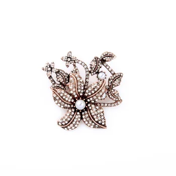 Kadınlar için yüksek Kaliteli Vintage Tarzı Altın Rengi Kristal Rhinestone Diamante Parti Broş pin ts0088