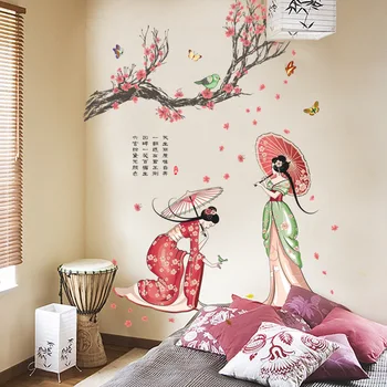 Çin Tarzı Retro güzellik Duvar Çıkartmaları Ev Dekor Sanat yaratıcı Vinil 3D duvar Kağıdı dekor kelebek sticker dekorasyon Çıkartmaları
