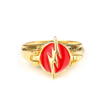 -25 Altın Renkli Flash Işık Logosu Yüzük Kadınlar Ve Erkekler Film Çizgi Takı ile Flash süper Kahraman Yüzüğü MQCHUN