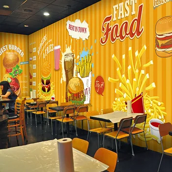 Özel 3D fotoğraf duvar kağıdı 3D ekmeği hamburger duvar mutfak snack bar arka plan duvar kahve evi restoran duvar kağıdı duvar