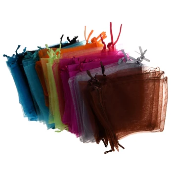 48 Organze İpli Hediye Çantaları 4x5 Renkleri Çeşitli