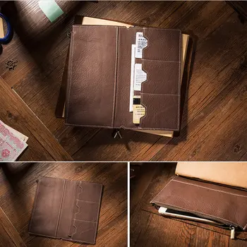 Midori Traveler Notebook Vintage Retro Aksesuarlar İçin Yiwi Litchi Tahıl Deri Gezginler Notebook Kart Çanta Depolama Çanta