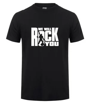 2017 Yaz Kraliçe Erkek Gömlek Baskılı Rock Grubu T Cool T we Will Rock you-shirt Kısa Kollu Pamuk Rock Roll Üstleri