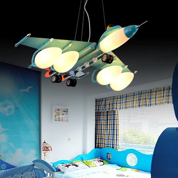 Modern 3-5 E14 ampuller ile klasik Uçak kolye ışıkları çocuk erkek çocuk odası aydınlatma için karikatür kolye lamba demir led