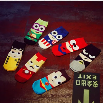 7 Renk Çorap Unisex Harajuku Çorap Hip Hop Ninja Batman, Süpermen, Örümcek Adam, Kaptan Amerika Avengers Kısa Yenilik Sokken Ayak Bileği