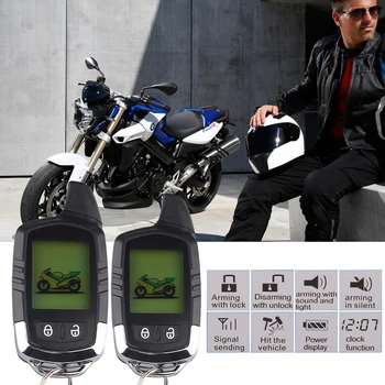 İki Yönlü Motosiklet Alarm Sistemi Anti-hırsızlık Uzaktan Kumanda ile Motor çalıştırma LCD Verici Motosiklet Güvenlik Sistemi