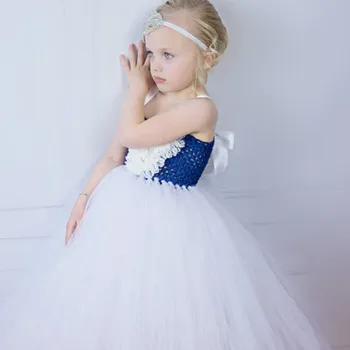 Yeni Çiçek Kız Beyaz Kızlar Parti Gelinlik Çocuk Tutu Elbise Prenses Topu Elbise Kostüm Elbise Kız Çocuk Elbise