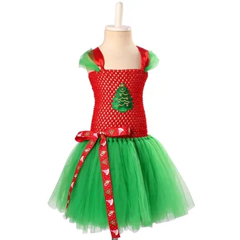 TS142 Kızlar için Noel Kostümleri Bebek Kız Tatil Elbise Moda Çocuk Giyim Çocuk Festivali Kırmızı Yeşil Noel Baba Elbise