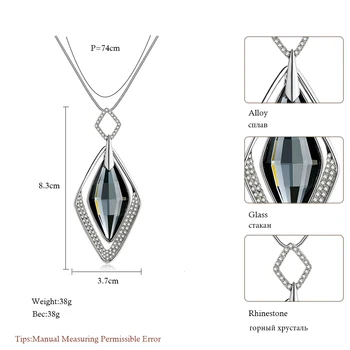 2018 Kadınlar Collier Femme Geometrik İfadesi Maxi Colar Moda Kristal Takı için Meyfflin Uzun Kolye & Kolye Bijoux