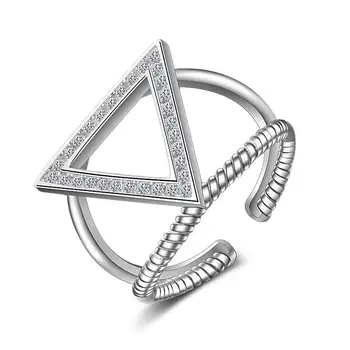 2017 yeni geliş yüksek kalite moda Üçgen parlak kristal 925 gümüş takı bayanlar'finger damla nakliye hediye yüzük