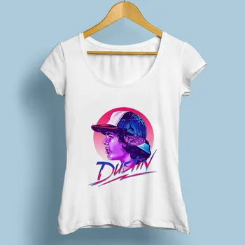 Garip şeyler Dustin taraftarlık femme jollypeach marka 2018 yeni beyaz nedensel T shirt kadınlar, ilginç Tişört tshirt