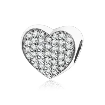 Uygun Orijinal Pandora Charms Bilezik 925 ayar Gümüş Pave CZ Kalp Çekicilik Boncuk 2018 Yeni Varış DİY Takı berloque Yapma