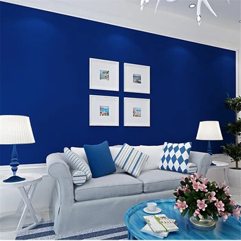 Beibehang duvar kağıdı modern basit saf düz renk Oturma Odası Yatak Odası duvar kağıdı çalışması mavi Akdeniz pasoyu de parede