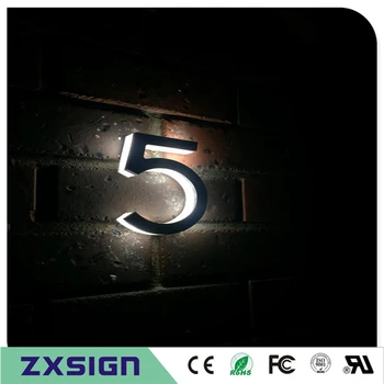 Fabrika arkadan aydınlatmalı Paslanmaz Çelik akrilik tabanı ile 20cm yüksek(8inches)için Ev numarası işareti LED Çıkış
