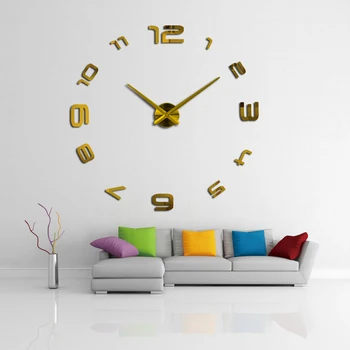 2017 yeni quartz diy 3d duvar saatleri ev dekorasyonu akrilik ayna saat modern horloge izle etiket ücretsiz kargo gerçek