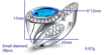 Mavi Taş, Kadınlar Büyük Gümüş 2016 Yeni CZ Zirkon Mücevher Uloveido Vintage Nişan Yüzüğü J318 Yüzük Bijoux Kapalı %49 Aneis