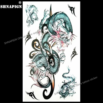 SHNAPİGN Azure Dragon Saint Canavar Geçici Dövme Vücut Sanatı Flash Dövme Sahte Araba su Geçirmez Sticker Stil 10cm 17*Çıkartmalar