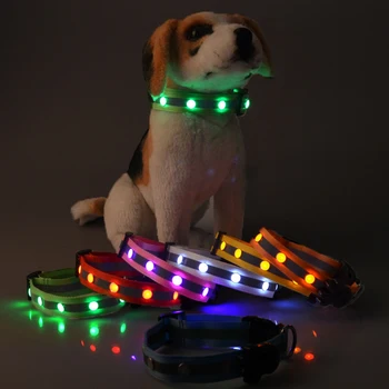 Naylon Köpek Yaka Koyu Işıklı Kedi Yaka Işık Gece Güvenlik Işık-Yukarı Yanıp sönen Parlayan Küçük Köpekler İçin Köpek Yaka LED