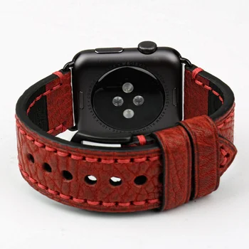 MAİKES Moda Hakiki Deri Kayış kordonlu saat Kırmızı Kaliteli İzle Aksesuarlar Apple Watch 38 mm 520 iWatch İçin Bant İzle