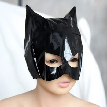 Kadınlar erkekler için Fetiş şapka seksi SM kaput maskesi kafa koşum esaret kısıtlama yetişkin batman kedi kostümü seks oyun oyuncak cosplay gay