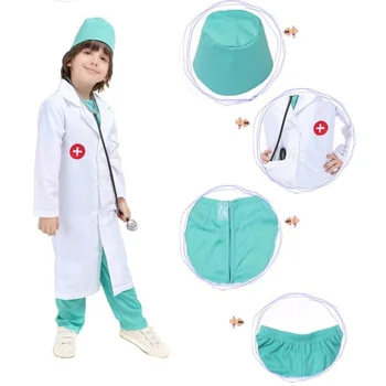 Çocuk Doktoru Üniforma Cadılar Bayramı Kostümleri Cerrah Ameliyat Doktor Cosplay Sahne Giyim Çocuk Karnaval Parti Elbise Giymek Ayarlayın