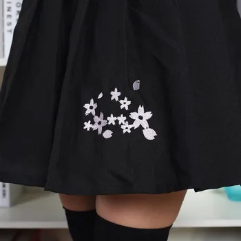 Çiçek Nakış ile Kawaii Mori Kız Mini Etek