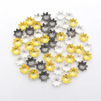 Kuyumculuk Diy Aksesuarlar Bileşeni Bulmak için 100Pcs Karışık 8 Yaprakları Çiçek Metal Boncuk Kapaklar Toptan Nakış