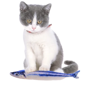 Behogar Ot Sazanı Sauryfish Simülasyon Balık Peluş Oyuncak Bebek İnteraktif Evcil Kedi Pisi Kedi için Tırmalama Isırma w/Catnip Yastık
