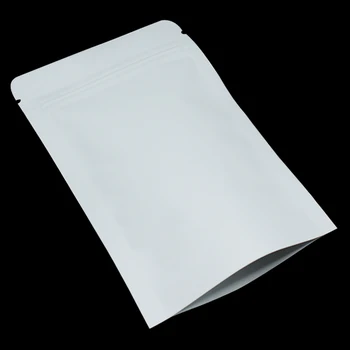 50Pcs/Lot Beyaz Kraft Kağıt Mylar Folyo Çanta Gıda Ambalaj Doypack Torbalar Ayağa Zip Kilit Kavrama Mühür açılıp kapanabilir Çok Boyutları