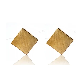 Kare Altın Kaplama Küpe Küpe Geometri E083TJ-2 Mücevher Studs