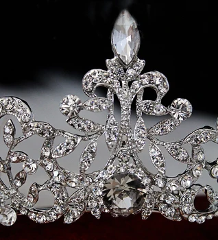 Düğün Gelin Prenses Balo Avusturya Kristal Taç Taç Saç Aksesuarları Quinceanera Tiaras Ve Kron Diamante Taç