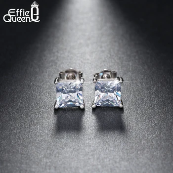 Effie Kraliçe Parlak Prenses Zirkon Kadınlar Damızlık DE148 6 Renk Seçenekleri Klasik Gümüş Küpe Parti Takı Küpe Cut