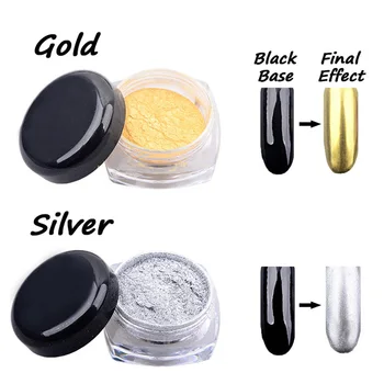 2g/kutu Altın Gümüş Krom Ayna Toz Toz Pigment Sihirli Alüminyum Çivi Pul Parlayan DİY Tırnak Süsleme Araçları