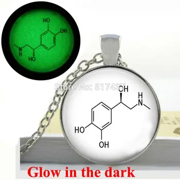 Karanlık Kolye Adrenalin Hormonu parlayan ve Nörotransmiter Kolye Takı Bilim Kimya cam Parlayan mücevher