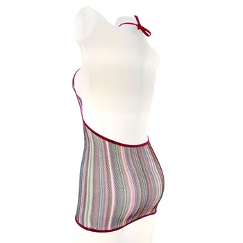 Yeni Stil Kadın Seksi iç Çamaşırı Seksi iç Çamaşırı Renkli Çizgili Dar Etek Erotik Kostümler Bayanlar Şeffaf W8027 Babydolls