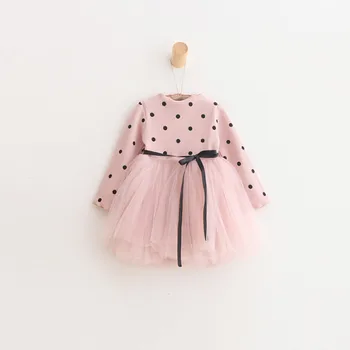 Bebek Çocuklar Kızlar Uzun Dantel Nokta Gilrs Elbise Yeni Bahar Sonbahar Elbise Vestidos 2 3 4 5 6 yıl Prenses Elbise Tutu Kol