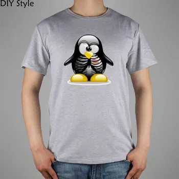 LİNUX Kafatası penguen T-shirt Top Lycra Pamuk Erkek T Yeni Tasarım gömlek