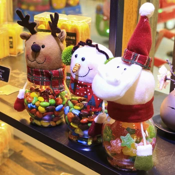Noel Süslemeleri Sevimli Noel Baba Geyik Kardan Adam Şeker Kavanoz Konteyner Noel Süsleri Çocuklara Hediyeler Tatil Masa Dekorasyonu