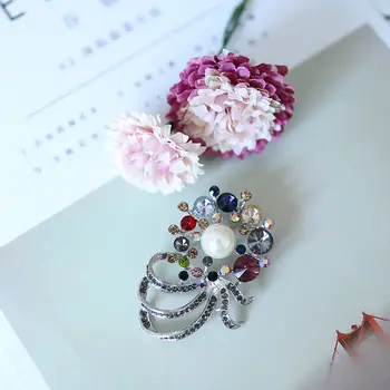 Kadın Gelin Pin Broş Takı için VEYO Moda Tasarım Kristal Lmitation Pearl Çiçek Düğün Broş