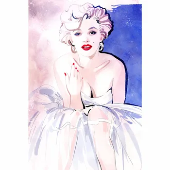 Numaraları Elle Duvara Akrilik Boya Marilyn Monroe 40x50cm Resim Tuval hediye Dijital yağlı boya Resim