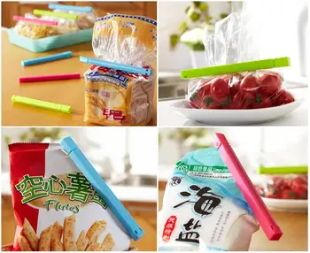 6pcs Plastik Torba Mutfak Araç Depolama Gıda Snack Conta Mühürleyen Çanta Klibi Kelepçe Artı boyutu Sıcak Satış klipleri
