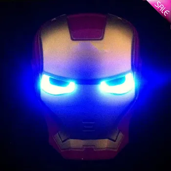 LED Parlayan Iron Man Avengers Cadılar Bayramı Maskesi Ironman Yetişkin Çocuklar Parti Cosplay Masquerade Maskeleri Karnaval Kostüm Kask