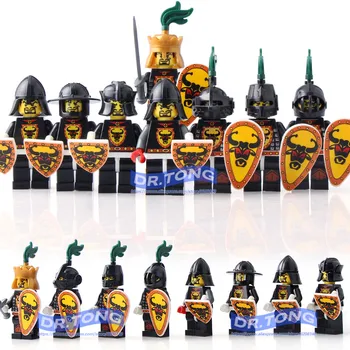 DR. TONG Tek Satış Ortaçağ Kalesi Krallıklar Siyah İnek Kral Şövalyeler Kral Atlı Asker Kalkan Kılıç Yapı taşları Oyuncaklar Diy